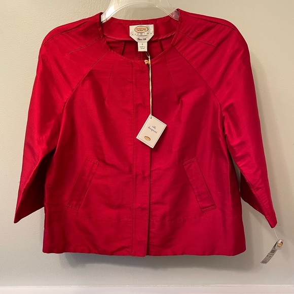 Talbots Jackets & Blazers - NWT Talbots Ruby Red Silk Jacket Elegant Cropped Cocktail Size 2